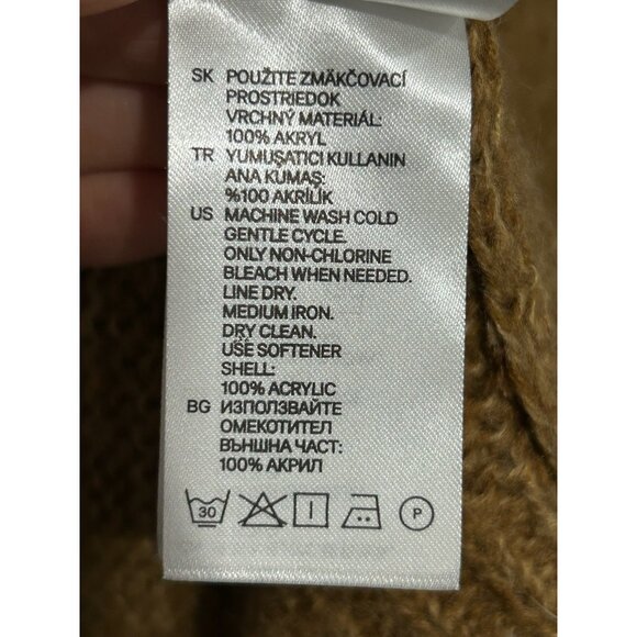 H&M Womens Open Front Cardigan Brown Knit Acrylic Pockets Sz Medium - Picture 8 of 9